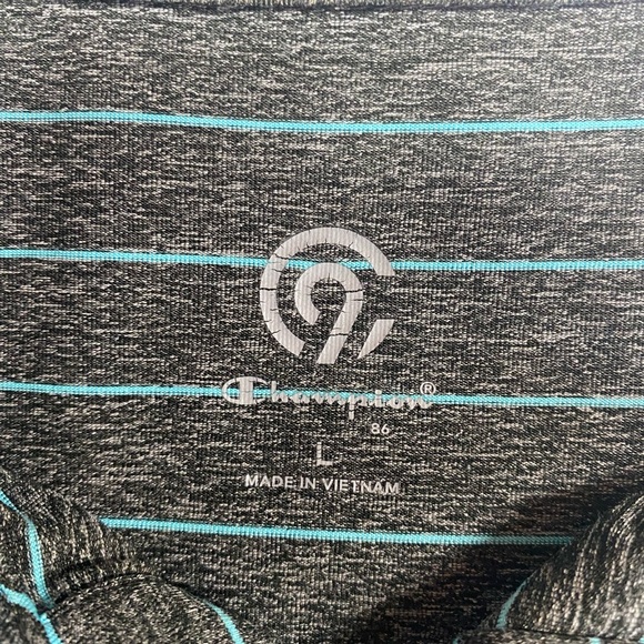 Champion Gray and Blue Striped Short Sleeve Polo Shirt Men’s Large - Picture 3 of 4